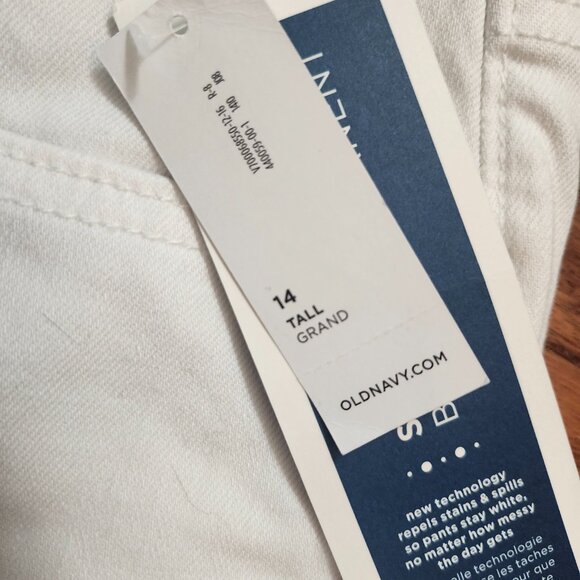 Old Navy Size 14 Tall Boyfriend Straight DROIT Cotton Blend Jeans White NWT - Picture 11 of 14